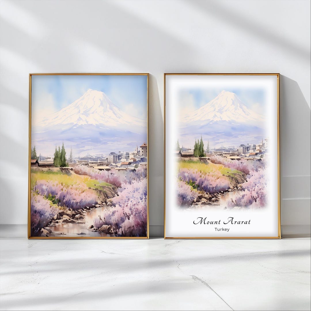 Mount Ararat Watercolor Poster Travel Art Print Turkey Landscape Art ...