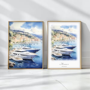 モナコ 水彩画 ポスター 旅行 アート プリント モナコ 風景 アート 装飾 インスピレーション ウォール アート 旅行 ギフト