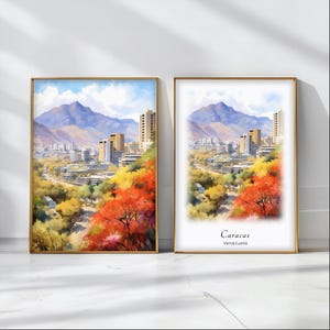 Caracas Watercolor Poster Travel Art Print Venezuela Landscape Art Decor Inspirational Wall Art Travel Gift