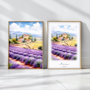 Provence Watercolor Poster Travel Art Print France Landscape Art Decor Inspirational Wall Art Travel Gift
