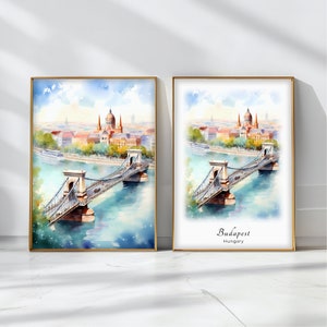 Budapest Watercolor Poster Travel Art Print Hungary Landscape Art Decor Inspirational Wall Art Travel Gift