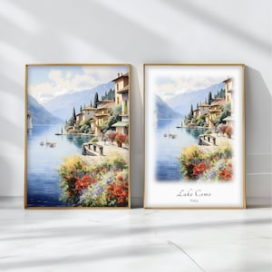 Lake Como  Watercolor Poster Travel Art Print Italy  Landscape Art Decor Inspirational Wall Art Travel Gift
