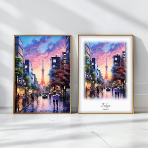 Tokyo Watercolor Poster Travel Art Print Japan Landscape Art Decor Inspirational Wall Art Travel Gift