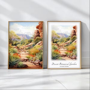 Wüste Botanischer Garten Aquarell Poster Reise Kunstdruck USA Landschaft Kunst Dekor Inspiration Wand Kunst Reise Geschenk