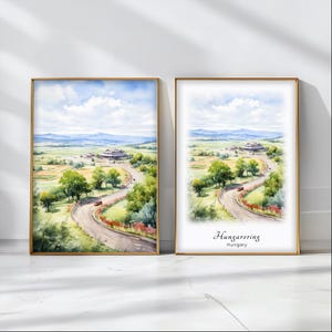 Hungaroring Watercolor Poster Travel Art Print Hungary Landscape Art Decor Inspirational Wall Art Travel Gift