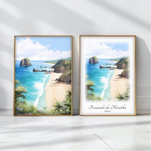 Fernando de Noronha Watercolor Poster Travel Art Print Brazil Landscape Art Decor Inspirational Wall Art Travel Gift