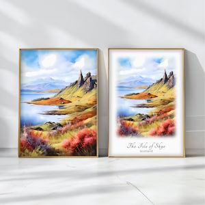 Isle of Skye Watercolor Poster Travel Art Print Scotland Landscape Art Decor Inspirational Wall Art Travel Gift