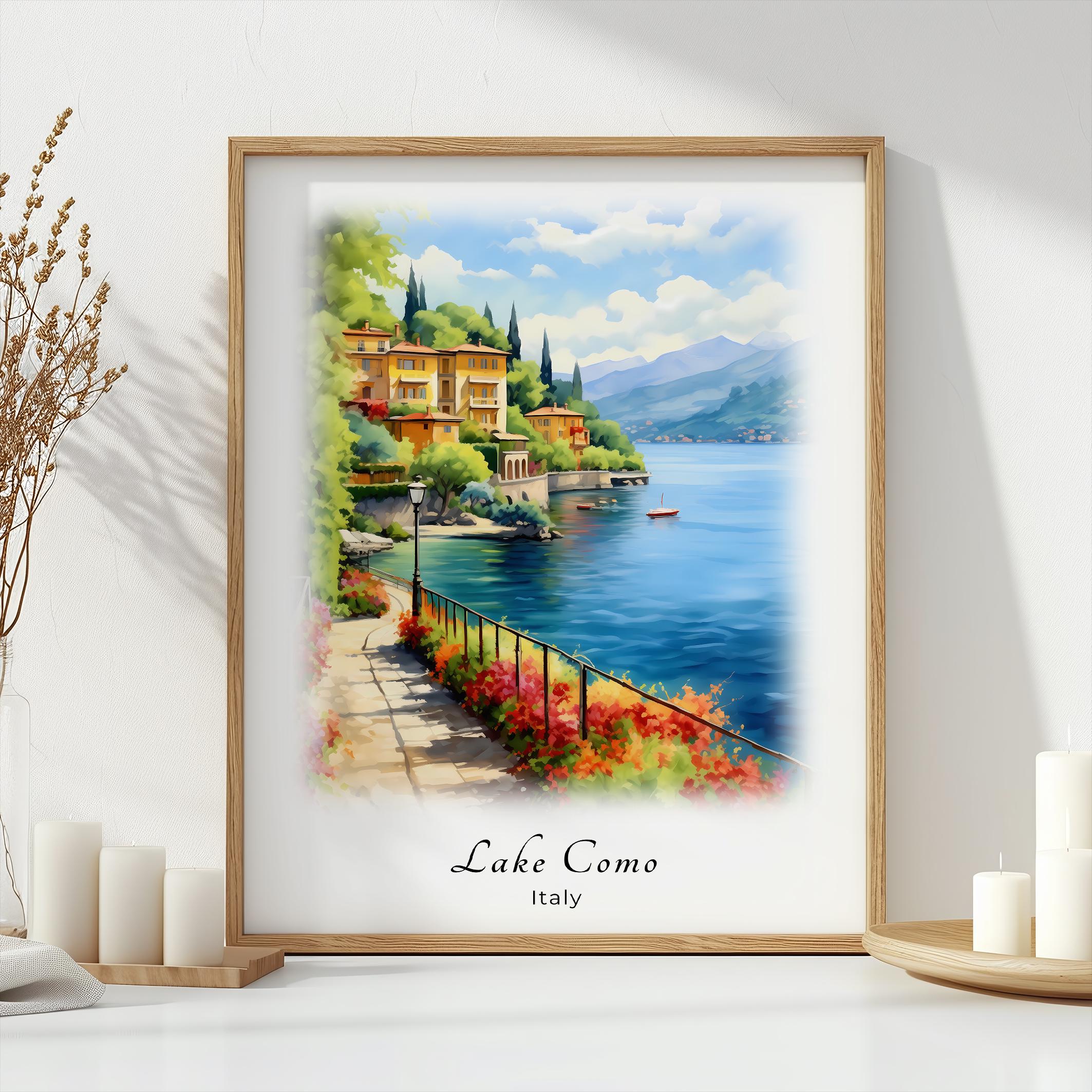 lake como italy travel poster art print (digital... Lake Como Watercolor Poster Travel Art Print Italy Landscape Art Decor ...