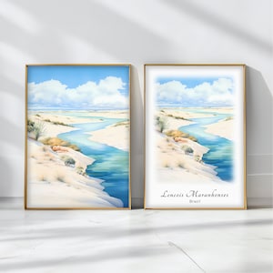 Lençóis Maranhenses  Watercolor Poster Travel Art Print  Brazil  Landscape Art Decor Inspirational Wall Art Travel Gift