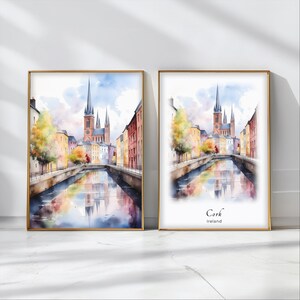 Cork Watercolor Poster Travel Art Print Ireland Landscape Art Decor Inspirational Wall Art Travel Gift