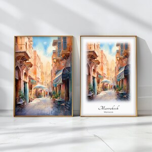 Marrakesh Watercolor Poster Travel Art Print Morocco Landscape Art Decor Inspirational Wall Art Travel Gift