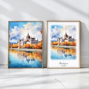 Budapest Watercolor Poster Travel Art Print Hungary Landscape Art Decor Inspirational Wall Art Travel Gift