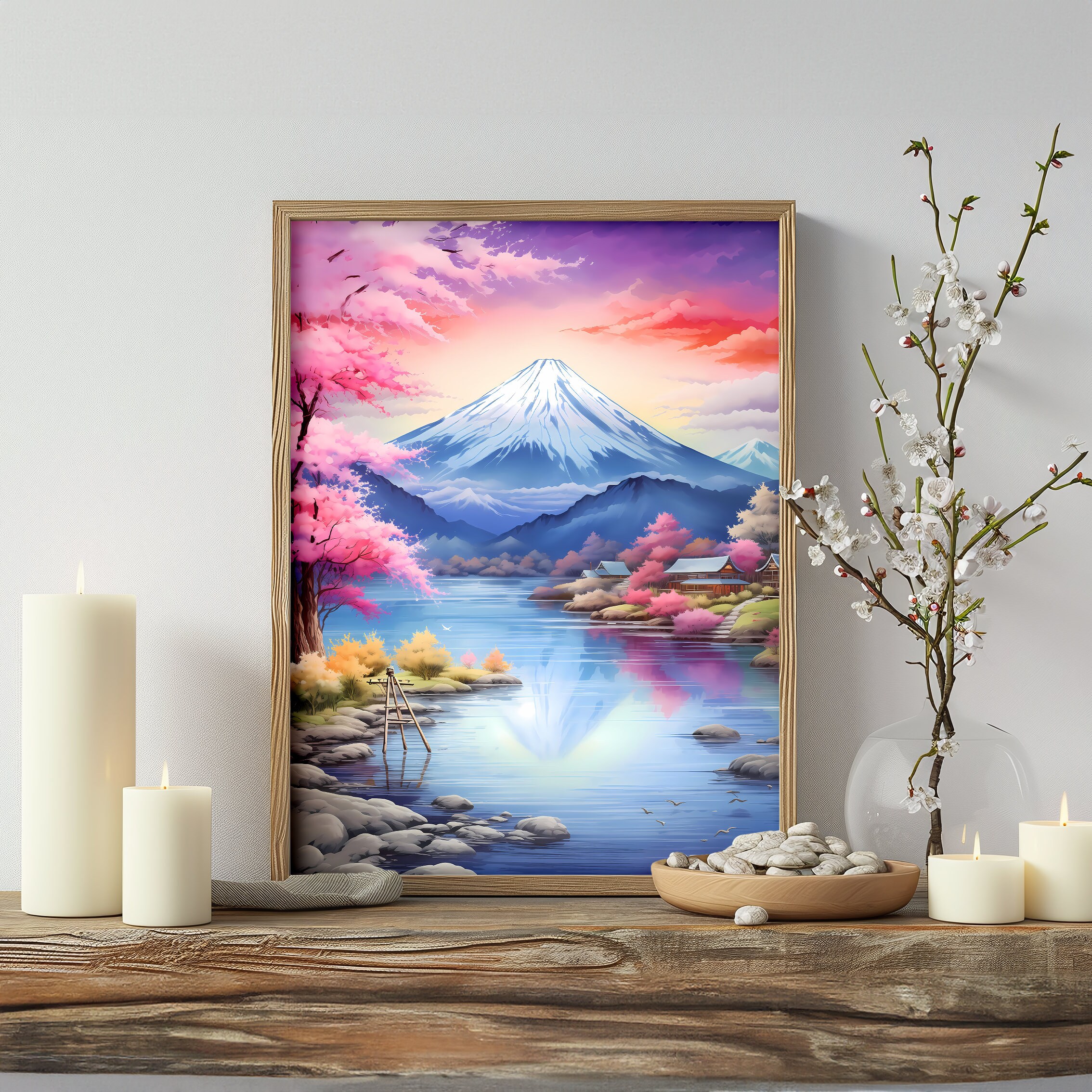 Mount Fuji Watercolor Poster Travel Art Print Japan Landscape Art Decor ...
