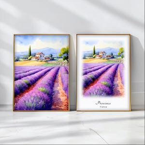 Provence Watercolor Poster Travel Art Print France Landscape Art Decor Inspirational Wall Art Travel Gift