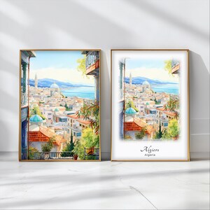 Algiers Watercolor Poster Travel Art Print Algeria Landscape Art Decor Inspirational Wall Art Travel Gift