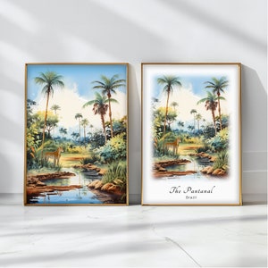 The Pantanal Watercolor Poster Travel Art Print Brazil Landscape Art Decor Inspirational Wall Art Travel Gift