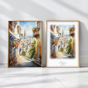 Algiers Watercolor Poster Travel Art Print Algeria Landscape Art Decor Inspirational Wall Art Travel Gift
