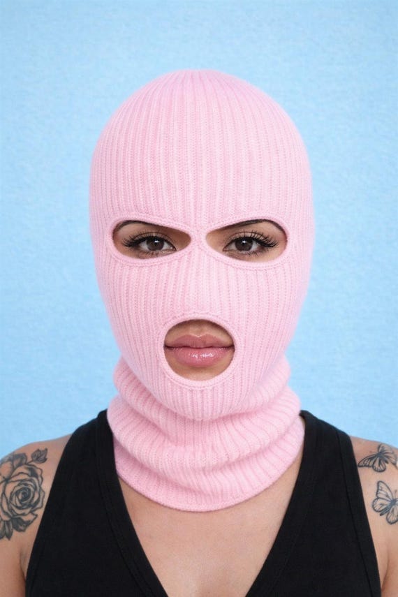 Pink 3-Hole Knit Ski Mask – Full Face Balaclava for Winter Sports, Motorcycle Riding