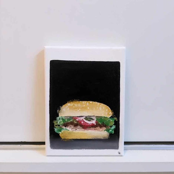 Original Kunstwerk Yummy Burger/Ölmalerei Bild