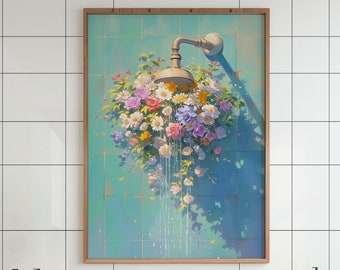 Floral Bathroom Printable Wall Art Botanical Bathroom Print Flower Wall Art Wildflower Watercolor Print Floral Shower Decor Flower Poster