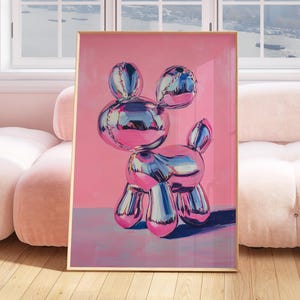 Pink Dog Balloon Printable Wall Art Preppy Pink Bedroom Teen Decor Trendy Girl Poster Fun & Chic Artwork Dorm Print College Apartment Art