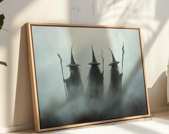 Moody Witches Art Print, Spooky Halloween Decor (Digital Download)