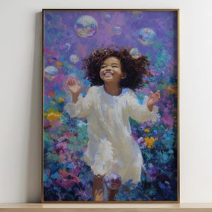 Black Girl Joy Art, Colorful Afrocentric Kids Room Decor, Black Girl Print, African American Art, Childhood Freedom Illustration Digital Art