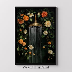 Botanical Shower Print Floral Poster Bathroom Decor Cute Flowers Print Toilet Decor Laundry Room Painting PRINTABLE Wall Art Boho Wall Print