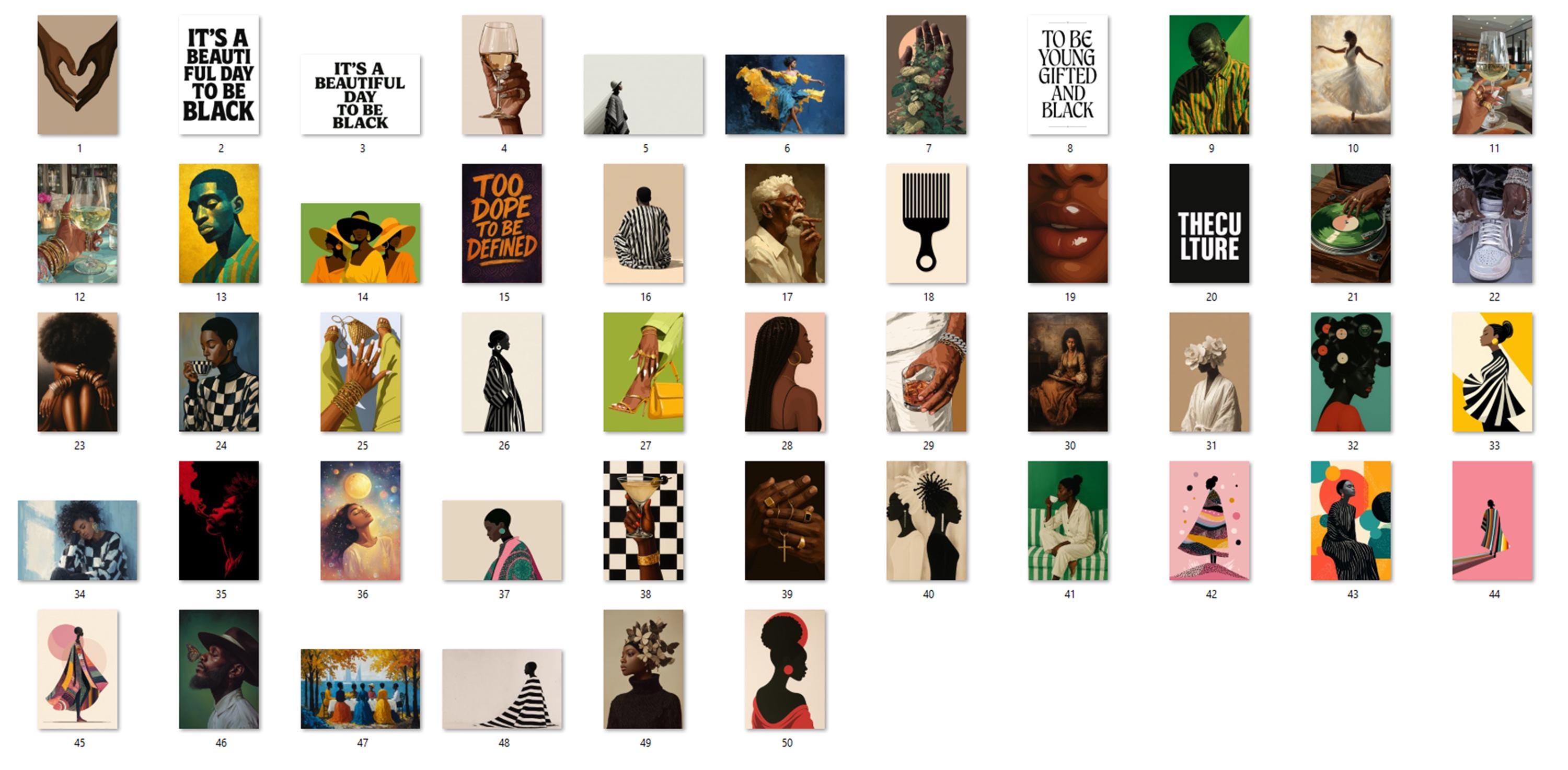 Black Art Gallery Collection of 50 PRINTS, Black Woman Art, African ...