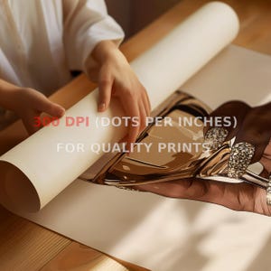 May include: A close-up of a print featuring a hand holding a glass of champagne. The glass is filled with a golden liquid and has a sparkling rim. The print is on a white background and has the text "300 DPI (DOTS PER INCHES) FOR QUALITY PRINTS" printed on it.
