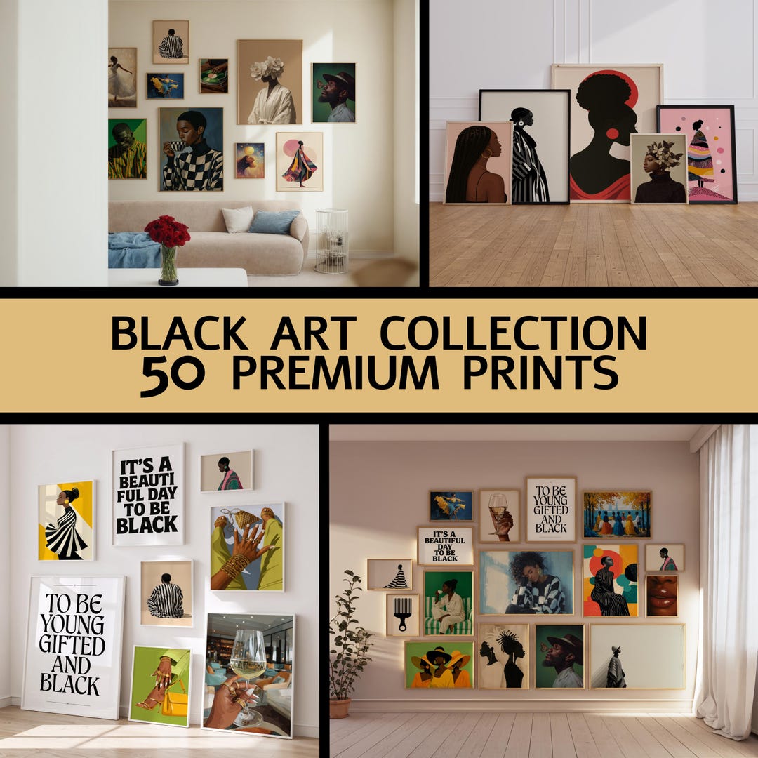 Black Art Gallery Collection of 50 PRINTS, Black Woman Art, African ...