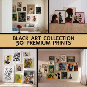 ブラックアートギャラリーコレクション 50点プリント、黒人女性アート、アフリカ系アメリカ人アート、黒人アートプリント、黒人ポスター、印刷可能な黒人アート