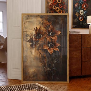 Creepy Surrealist Bloom Print, Botanical Goth Print, Victorian Gothic Home Decor, Dark Fantasy Floral Wall Art, Creepy Unique Spooky Decor