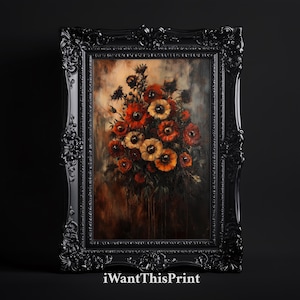 Botanical Goth Print, Gothic Eye Flower Art, Macabre Aesthetic Wall Print Forestcore Witchy Goth Room Creepy Botanical Decor, Horror Bouquet