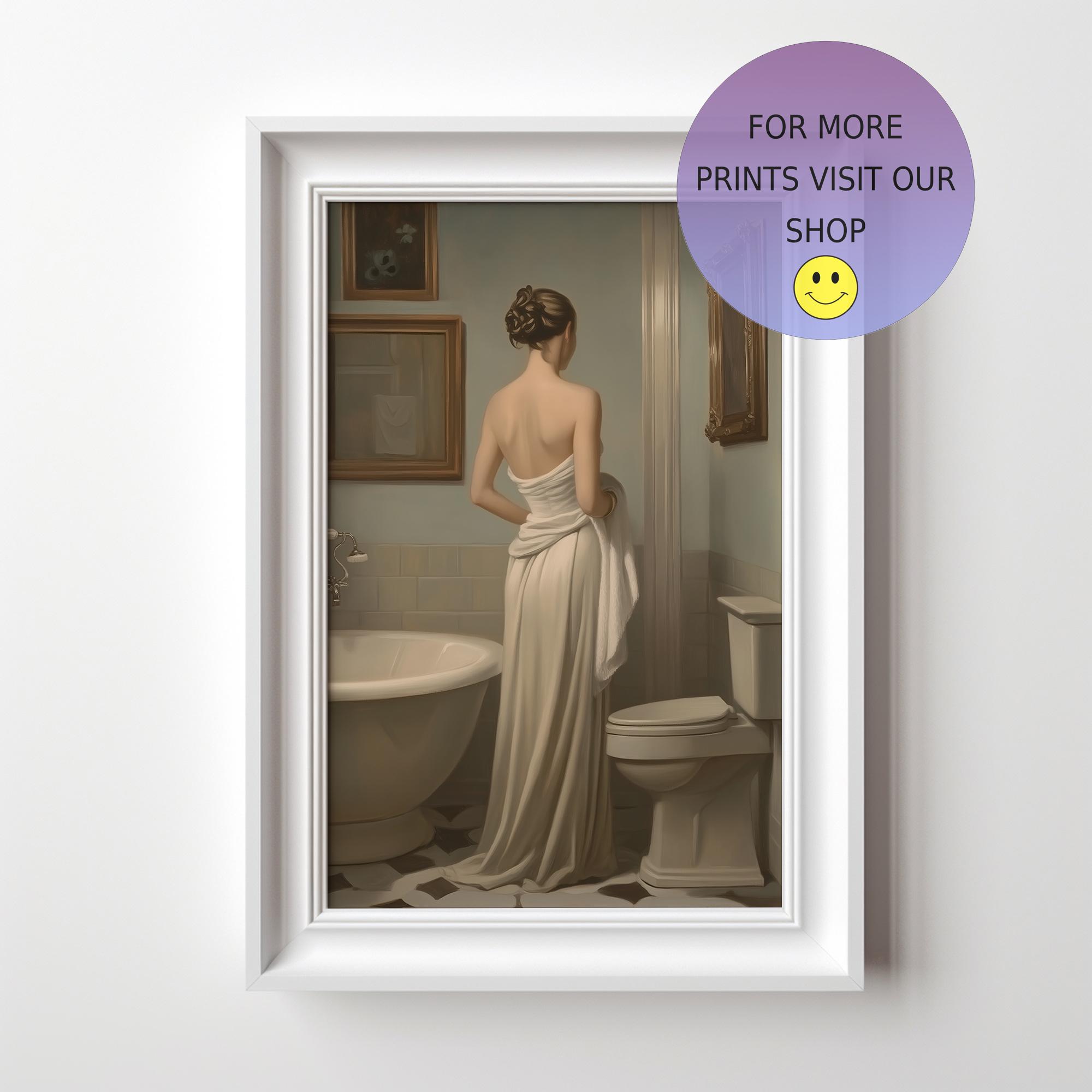 Antique Bathroom Wall Decor PRINTABLE Wall Art Painting of a Woman ...