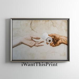 Funny Toilet Paper Art, Funny Bathroom Poster Printable Wall Art Eclectic Classical Painting Bathroom Decor, Humorous Print Vintage Wall Art