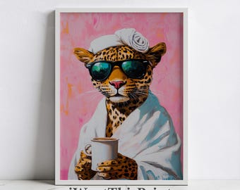 浮世絵風の豚のアート、おもしろい動物、| コーヒーの壁アート