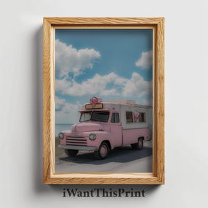 Vintage Ice Cream Truck Artwork PRINTABLE Wall Art Vintage Art Poster Vintage House Decor Digital Download Prints Preppy Apartment Art Print