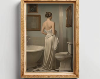 Antique Bathroom Wall Decor PRINTABLE Wall Art Painting of a Woman Bathroom Wall Art Antique Painting  Digital Download Vintage Bathroom Art