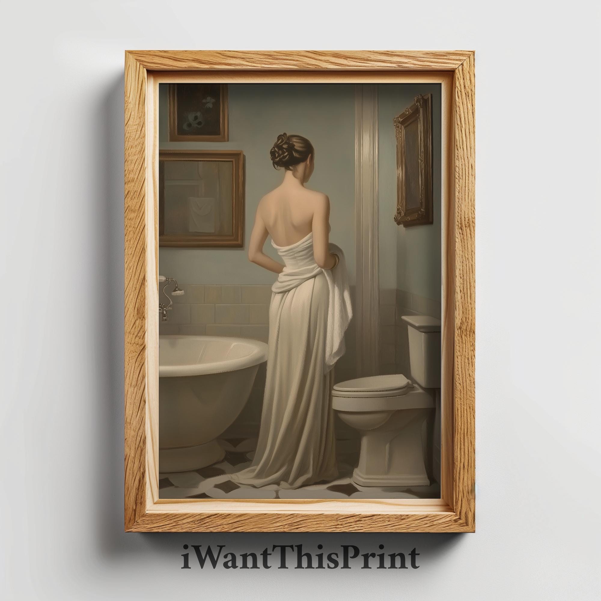Antique Bathroom Wall Decor PRINTABLE Wall Art Painting of a Woman ...