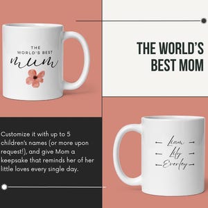 Personalized Mom Mug: Floral Design with Kids&#39; Names
