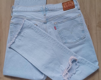 OOAK Custom roze getinte vintage Levi's 501 Destroyed jeans W30 L26