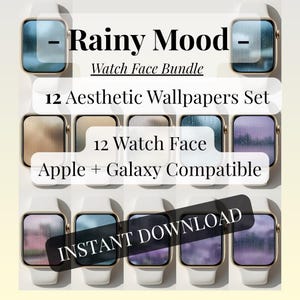 Pacchetto quadranti Rainy Mood Watch - 12 sfondi estetici per Apple Watch / Download digitale