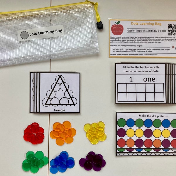 Dots Learning Bag. Busy Bag. Fine Motor Skills. Toddler Play. Preschool Play. Loose Parts. Kids Travel. Homeschool. Gift for Kids. Play.
