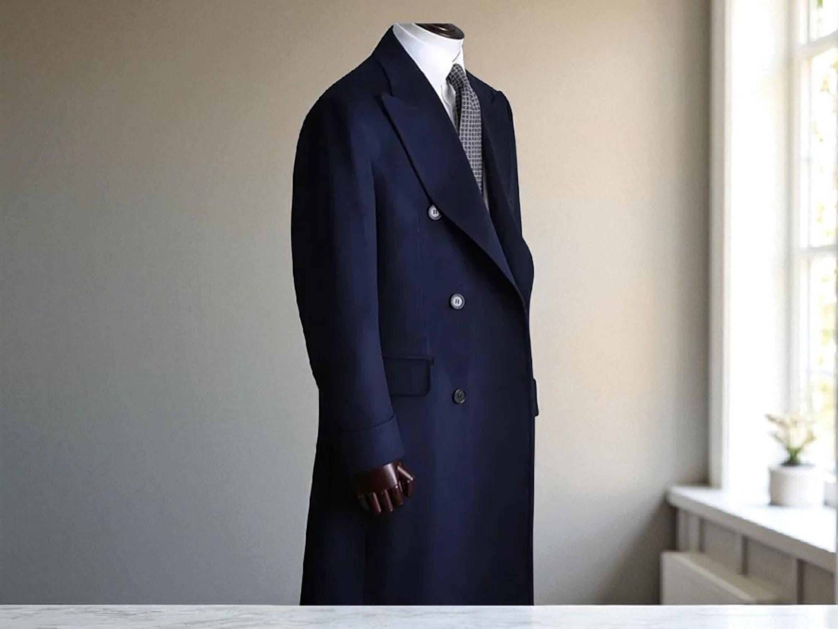 Men's Woolen Overcoat Leisure Double Breasted Tuxedos Peak Lapel