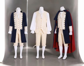 Disfraz de George Washington: abrigo de lana estilo colonial azul marino - Recreación histórica