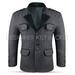 German Bavarian Jacket Charcoal Grey Oktoberfest Tyrol Loden