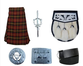 Traditional Wedding 8 Yard Kilt Outfit Scottish Stag Head Accessories Kilt Set Available in Various 40+ Tartans