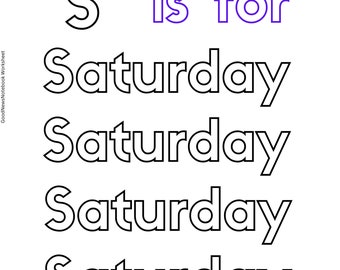 Interactive Single Practice Day of the week worksheets for Saturday