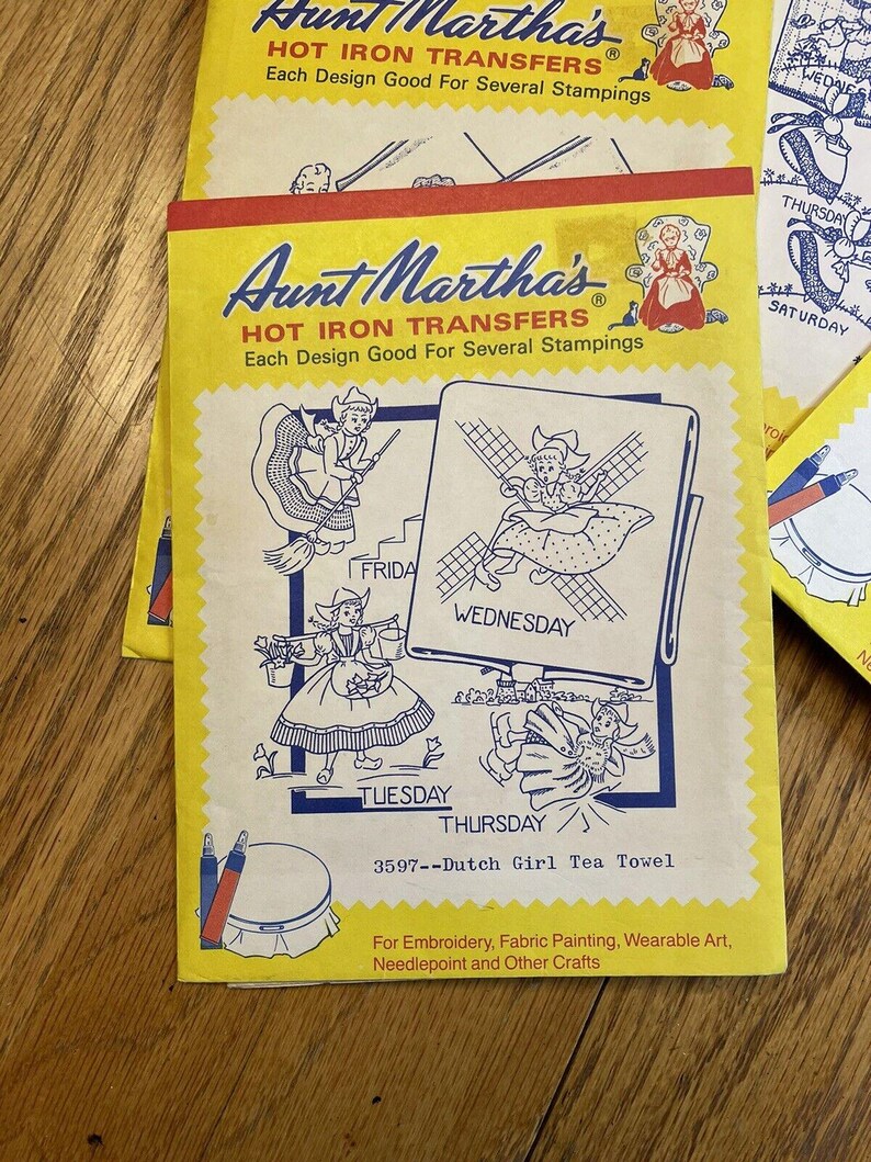 Vintage Aunt Martha's Hot Iron Transfers for Embroidery Needlepoint Lot ...